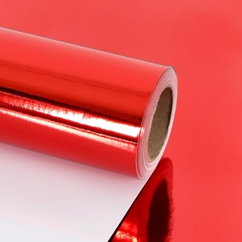 BEISHIDA Red Gift Wrapping Paper Metallic Wrapping Paper Roll Solid Color Gift Wrap Paper Packing Paper for Wedding Birthday Graduation Christmas Wrapping Paper(17inches X 32.8ft)