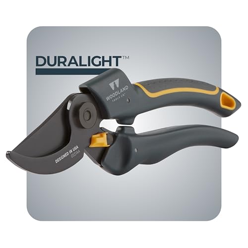 Image of Woodland Tools Co. Duralight Bypass Pruning Shears - 5 /8 inch Cut Capacity, Lightweight Hand Pruner, High Carbon Steel Blade, Adjustable Lock, Internal Spring, Soft Grip Garden Tool for Plants and Shrubs