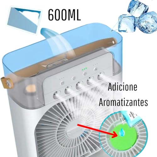 Mini Ar Condicionado Umidificador Refil Gelo Portátil Luz Led Ventilador Mesa Climatizador Purificad