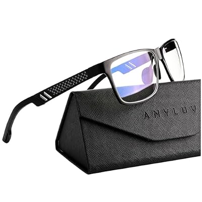 ANYLUV Blue Light Blocking Glasses Men Computer Gaming Glasses Lightweight Al-Mg Metal Anti Eyestrain Eye Protection Black Clear 0x