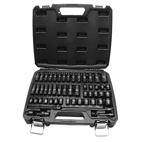 Image of TIGHTSPOT 1 /4 inch Drive 53pc Impact Socket PRO SET, our Most Popular Set Ever with SAE & Metric from 3 /16 Inch - 9 /16 Inch, 4mm-15mm, Standard /Deep Sockets, Extension Bars, Adapter & More