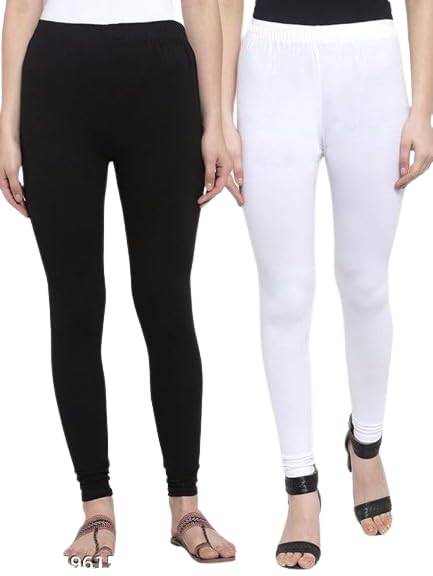 Women Churidar Full Length Cotton 4 Way Stretchable and Slim Fit Legging Combo White Black Pack of 2-picture-29