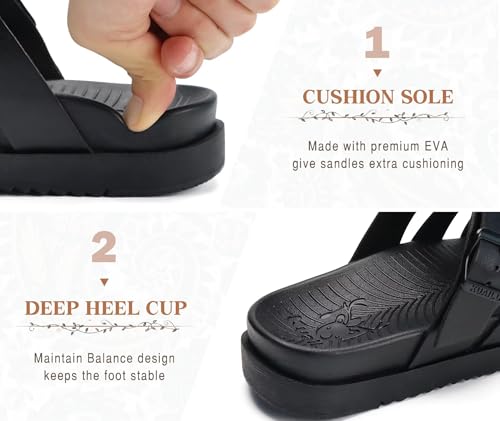 KuaiLu Gladiator Sandals for Women with Comfortable Arch Support Summer Beach Walking Fisherman Slides Boho Outfits Slip on Cushion Shoes Indoor Outdoor