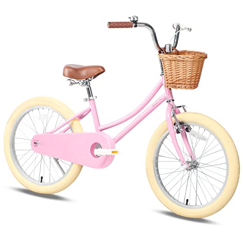 Glerc 16 Inch Kids Girls Bike For 4 5 6 7 Years Old Little Girls Retro Vintage Style Bicycles With Training Wheels And Bell, Pink #TOP20
