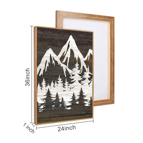 LHIUEM Large Mountain Tree Framed Canvas Wall Art Set,Modern White Forest Art Printing Country Minimalist Wood Wall Decor Farmhouse Zen Artwork for Living Room Bedroom Office-24''x36''x3 by LHIUEM - Used condition - Image 6