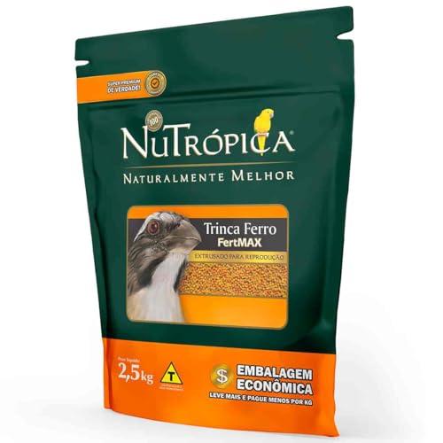 Ração Nutrópica Extrusada Super Premium Trinca Ferro Reprodução FertMAX - 2,5kg Alimento Completo e Balanceado para Pássaros Pixarro Fêmeas Período Reprodutivo Crescimento dos Filhotes