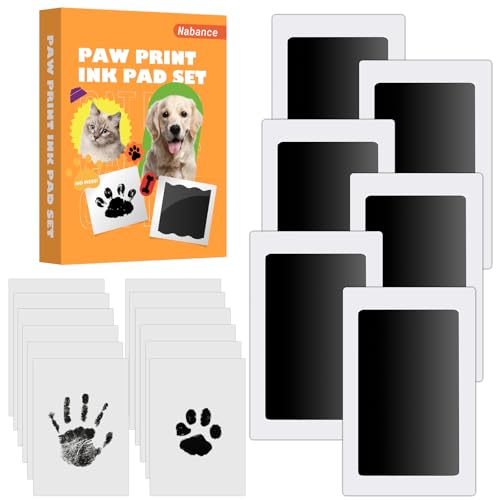 Nabance Baby Handprint and Footprint Kit Paw Print Kit for Dogs & Cats 6 Inkless Print Pads 12 Imprint Cards Dog Print Kit Puppy Paw Print Kit Dog Ink Paw Print Kit Pawprint Family Keepsake Kit