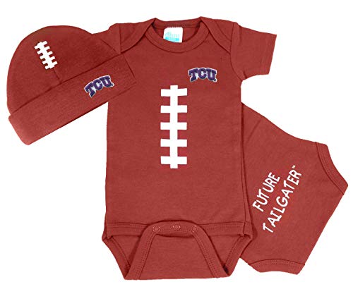 Texas Christian University TCU Horned Frogs Baby Football Onesie and Football Hat Set