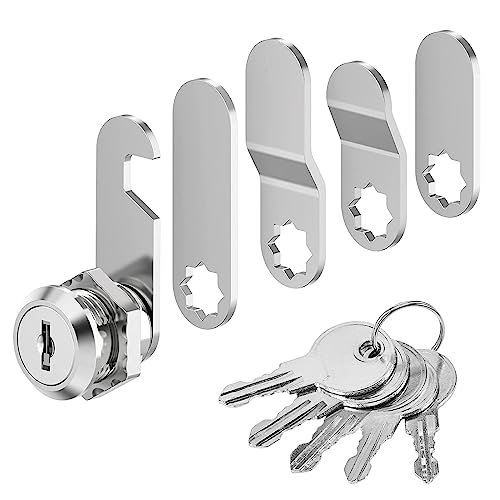 Serrure de boîte aux lettres, 20 mm, avec 5 clés, serrure de meuble livrée avec 5 plaques de serrure différentes, pour portes d'armoire, meubles