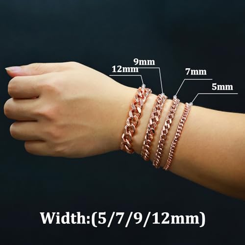 Heavenly Metals Copper Bracelet for Men & Women – 99.9% Pure Copper Cuban Link Chain – 5mm, 7mm, 9mm, 12mm Width – 6.5" to 9" Length – Gift Box Included – USA Brand2