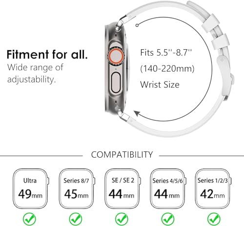 Image of Compatible Apple Ultra Watch Band 49mm 45mm 44mm 42mm Liquid Silicone Design Strap with Stainless Steel Adapter for iWatch SE Series 9 8 7 6 5 4 3 2 and Ultra for Men and Women