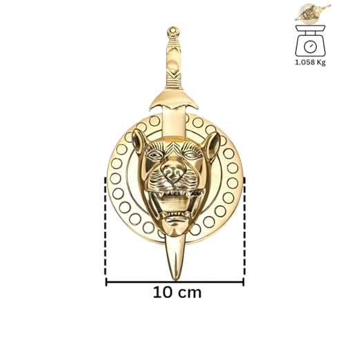 Image of Brass Lion Face Talwar, Vastu Remedy for Protection (10 cm, 1 kg)