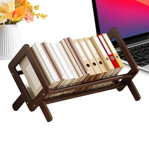 Generisk skrivbordsbokhylla organisatör, skrivbord trä bokhylla förvaring | bord utställningshylla, för sovrum vardagsrum skola bibliotek -skivor tidskrifter dokument böcker