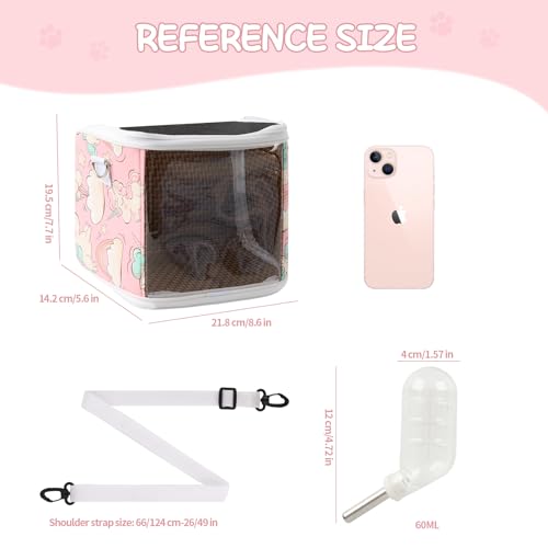 guinea pig carrier bag with water bottletravel portable small animal carrier sling pouch clear window carrier backpack for hamster bunny gerbil hedgehog sugar glider lizard birdpink