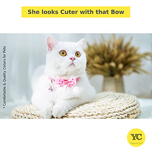YellowCult-Fancy-Comfortable-Pet-Collars-for-Cats-Puppies-Small-Dogs-Fat-Rabbits-with-Bell-Bow-Buckle-Safety-Lock-Lady-Pink
