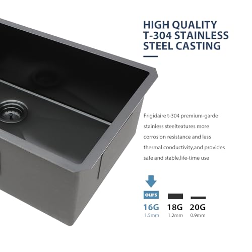 Lordear-30-Black-Stainless-Steel-Kitchen-Sink-30×18-Inch-Kitchen-Sink-Undermount-16-Gauge-Stainless-Steel-Gunmetal-Black-Single-Bowl-Handmade-Sinks-Basin Lordear 30 Black Stainless Steel Kitchen Sink 30×18 Inch Kitchen Sink Undermount 16 Gauge Stainless Steel Gunmetal Black Single Bowl Handmade Sinks Basin