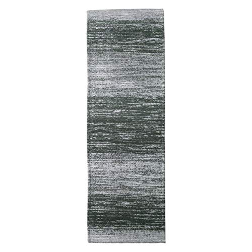 AMIDA Runner Rug for Hallway Washable Non Skid 2.3'x8.9' Grey Charcoal - Contemporary Abstract Stripe - Flat Weave - Non Shedding - Dog Friendly Easy Care - 9 Kitchen Runner Indoor Floor