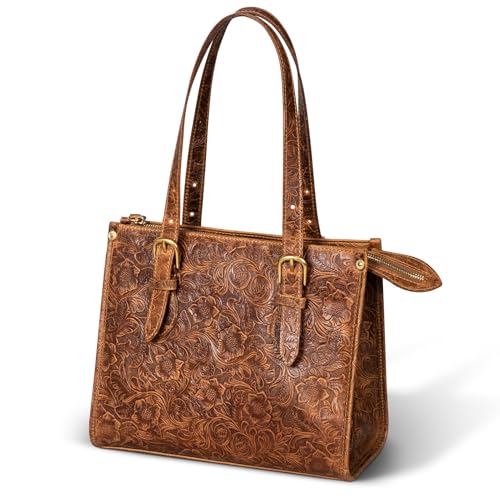 Sac fourre-tout pour femme en cuir véritable, grand sac à bandoulière rétro pour le bureau.
