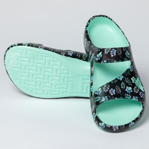 Image of GreaterGood Positively Inspired Womens Slide Sandals Lightweight Cushioned Slip On Comfortable Shower Shoes Quick Dry Durable, Beach, Pool, Travel, Walking Casual Slides Footwear