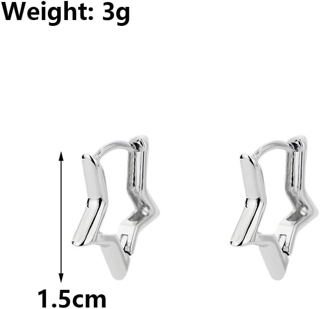 3 Pairs Silver Star Hoop Earrings Set for Women Small Y2k Huggie Earrings Trendy Statement Pentagram Earrings Star Accessories Gift - Image 2