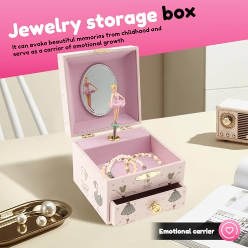 Joyero de bailarina musical infantil con caja de música y espejo de joyas 5