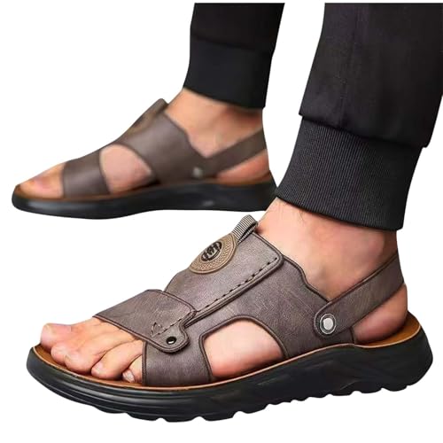 Leather Slides for Men Fashion Outdoor Walking Arch Support Sandals Casual Open-Toe Slip-On Sandal Summer Beach Slippers Footwear4