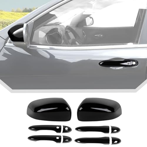 JeCar 6pcs for 2017-2024 Jeep Compass Black Rearview Side Mirror Caps Cover & Door Handle Cover Trim...