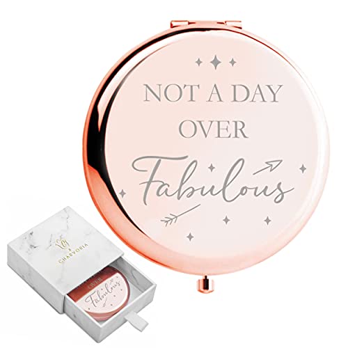 Birthday Gifts for Women I  Not a Day Over Fabulous  Rose Gold Compact Mirror I Best Friend Birthday Gifts for Her I Funny Women Gifts for Birthday I Unique Gifts for Women, Friends, Mom or Coworkers