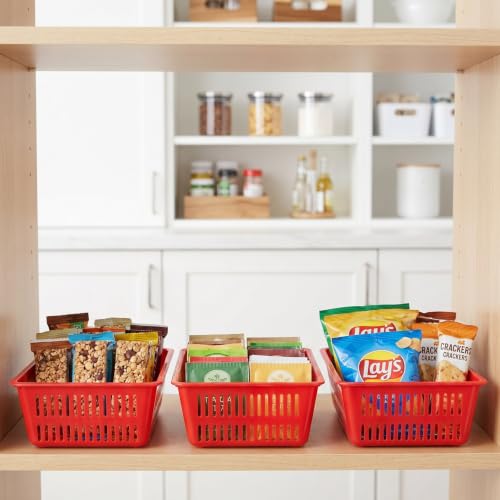 ibasenice Red Plastic Coin Storage Baskets 3-Piece Decorative Desktop Organizer Bins for Office Classroom Craft Supplies Small Items 6.29 X 4.33 X 6.61 in by ibasenice - Image 5