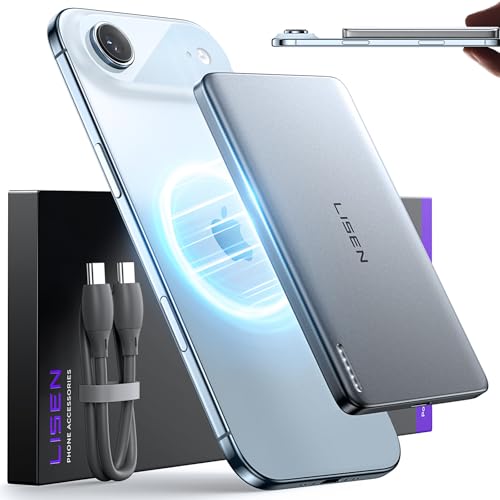 CardMag magsafe モバイル バッテリー 対応 iPhone 17 Air, 5000mAh モバイルバッテリー マグセーフ 軽量 薄型, LISEN 2025 新薄型 power bank ワイヤレス充電 対応 iPhone 17 16 15 14 13 12 Pro Max Plus Air シリーズ 2E421-JP