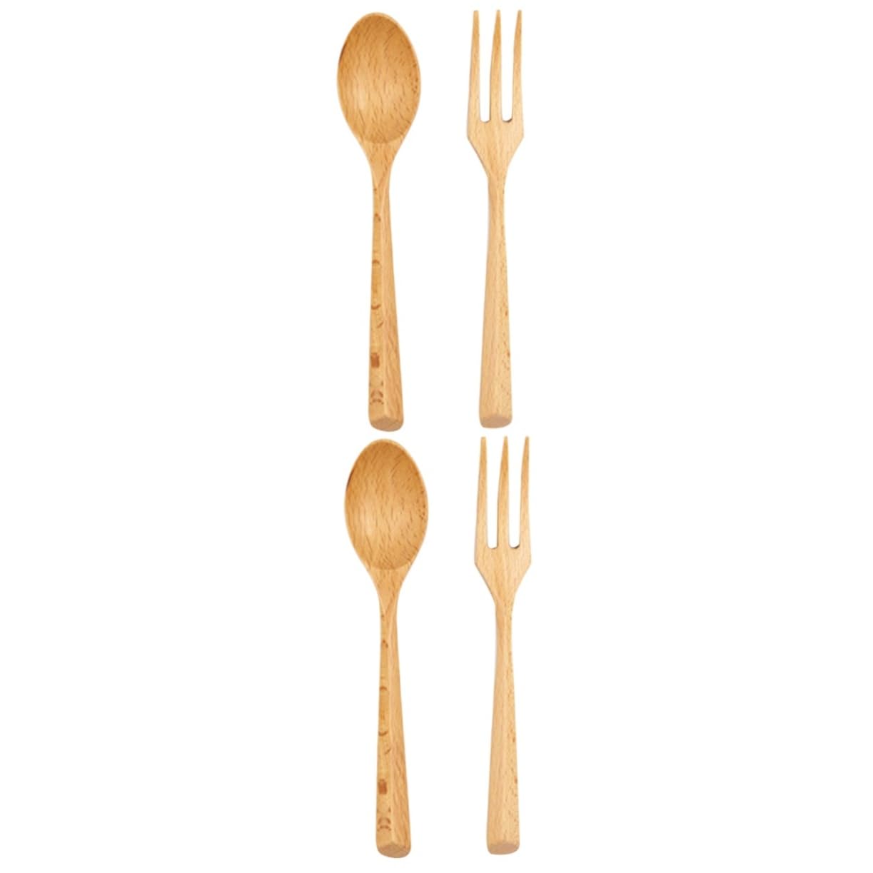 4 Pcs Dinner Spoon Fork Food Serving Spoon and Fork Beech Spoon Fork Wooden Spoon and Fork