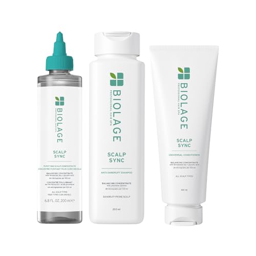 Image of Biolage Scalp Sync Anti-Dandruff 3-Step Shampoo Conditioner and Concentrate Combo for Dandruff and Scalp Build-Up with Fermented Tea and Glycolic Acid for 72HR Soothed and Hydrated Scalp​