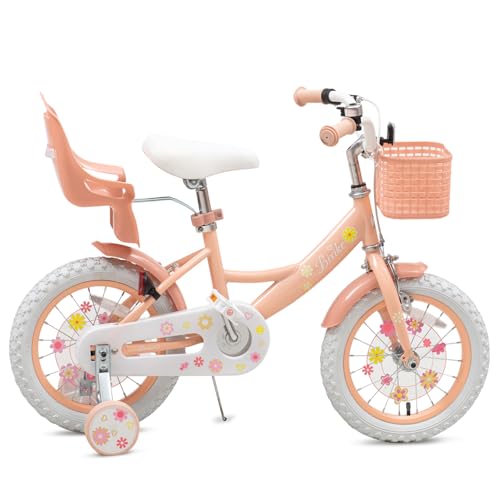 Image of Bixike Girls Bike with Basket, Princess Bicycle for Ages 2-12