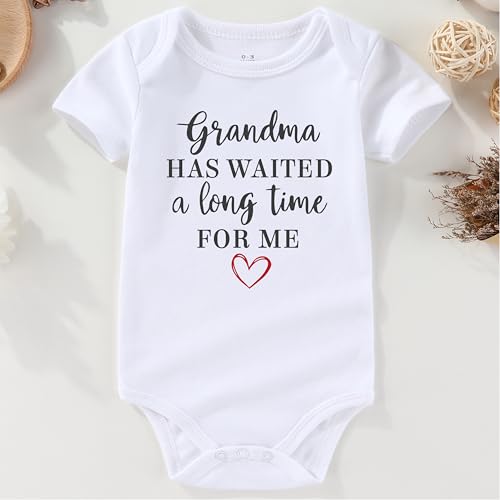promoted to grandma has waited a long time for me baby pregnancy announcement gender neutral baby clothes2