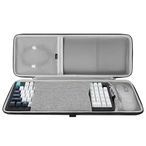 Image of GEEKRIA 90%-96% Keyboard and Mouse Combo Case, Compatible with Keychron V5 Max /Q5 Pro, Aula F99, RK Royal KLUDGE S98, RedThunder K95, 100 Keys Hard Shell Travel Carrying Bag (Dark Gray)