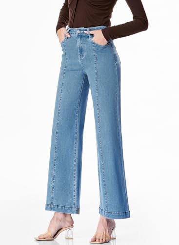 Sidefeel Women's Wide Leg Jeans High Waisted Stretchy Barrel Denim Pants3