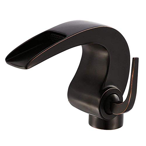 Robinet de bain mitigeur à levier unique style cascade rétro noir laiton
