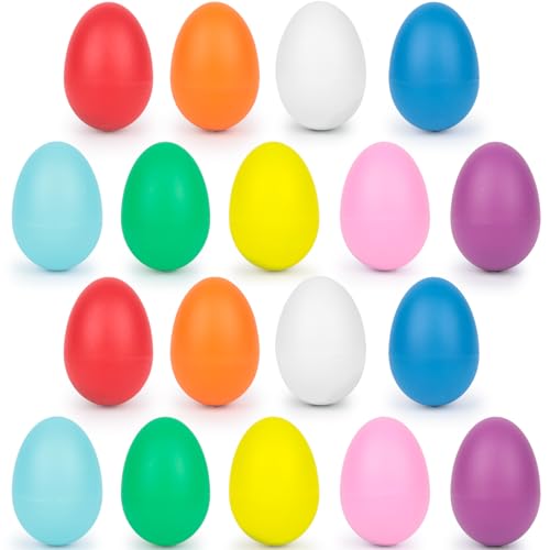 Image of LovesTown 18pcs Plastic Egg Shakers Percussion Instruments Musical Egg Maracas Easter Egg with 9 Colors
