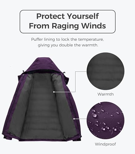 Image of Wantdo Women's 3 in 1 Waterproof Ski Jacket Windproof Winter Snow Coat Snowboarding Jackets Warm Raincoat