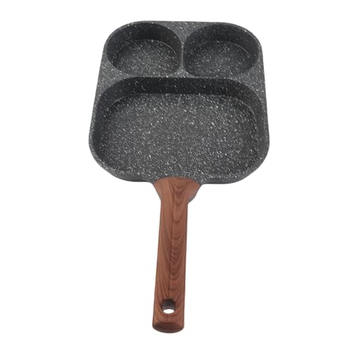 Poêle à œufs antiadhésive à 3 sections pour petit-déjeuner noir 26x19,5 cm - 5
