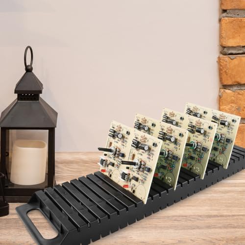 Image of PCB Rack 25-Slot Anti-Static Circuit Board Holder with Double-Ear Stability Design for Electronic Component Storage and Soldering Work 18.70X5.31X1.33 Inches 3-Pack