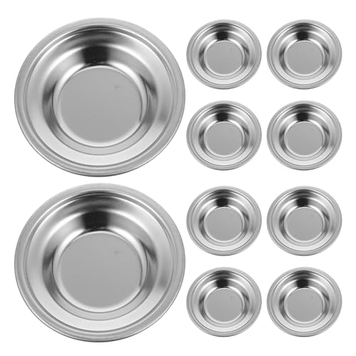 COSMEVIVI Lot de 10 Porte-sachets de Thé : Dessous de Plat pour Sachets de Thé Usagés, Soucoupes, Coupelles à Épices en Acier Inoxydable de 6,35 cm, Repose-cuillère à Café.