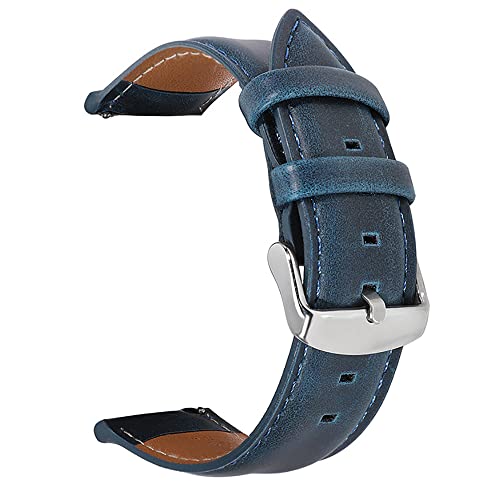 AKOUFAL 22mm Strap Fit For Fossil Gen 5 Carlyle HR Julianna HR Leather Wrist Band Fit For Fossil Sport 43mm / Q Explorist HR Gen 4 Watchbands(Navyblue)