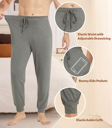 NACHILA Men's Pajamas Pants-Viscose Made from Bamboo, Soft Jogger Pants Comfy Sleep Pants Cool Pjs Bottoms with Pockets3