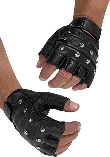 Punk Fingerlose Handschuhe Mit Nieten - Schwarze PU Lederhandschuhe Für Damen & Herren