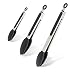 Kitchen Tongs, Ruigo Non Stick Stainless Steel Silicone Tongs, Set of 3-7,9,12 inch, Heat Resistant Locking Thongs with Silicone Tips for Cooking Barbecue Salad Grilling (Black)
