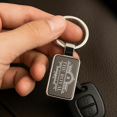 Image of Personalized Double-Sided Metal Keychain, Premium Silver Finish, Custom Name Engraving, Elegant Gift Key Ring for Men, Women