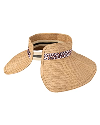 Jessica Simpson Women's Packable Straw Visor Hat, Tan, One Size #TOP2