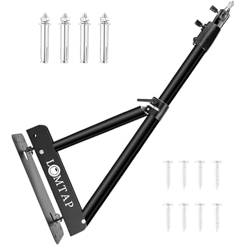 LOMTAP Ring Light Wall Mount Triangle Boom Arm with 180 Metal Flexible Rotation Max Length 4.4 Feet/135cm Adjustable Camera Mount Up to 4.26ft for Monolight, Softbox, Reflector, Strobe Light Cover