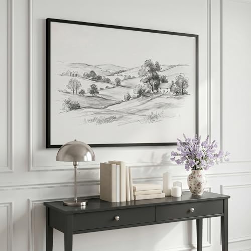 Image of Americanflat 27x38 Poster Frame with Polished Plexiglass - Streamline Collection - Thin Border Picture Frame for Wall Display - Hanging Hardware Included - Black